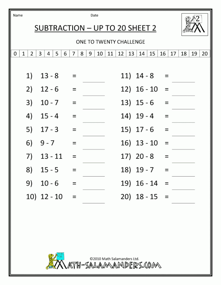 Subtraction Worksheets For Grade 2 Printable