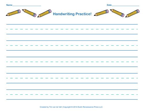 Handwriting Practice Sheets Blank