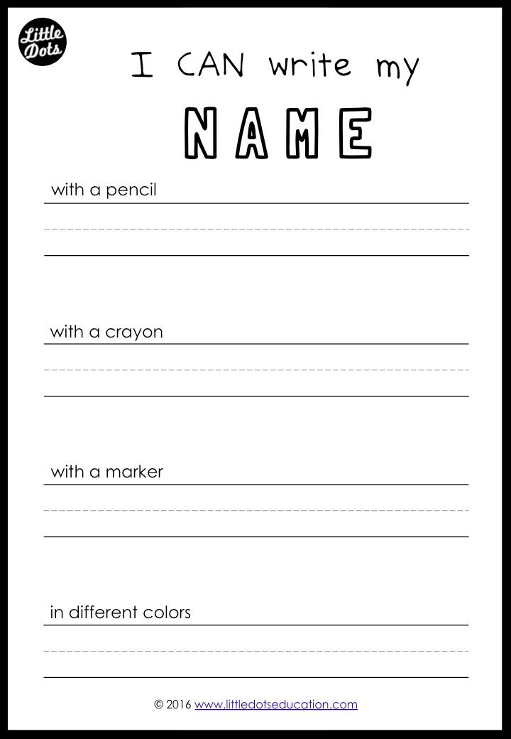 Kindergarten Worksheets Writing Name