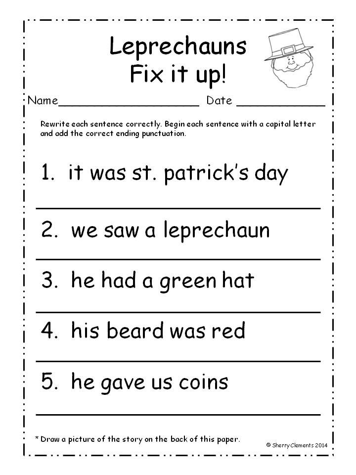 Ending Punctuation Worksheets 1st Grade