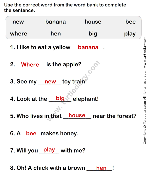 Grade 1 English Worksheets For Kids