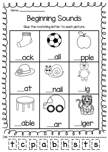 English Worksheets For Kindergarten Students