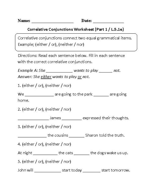 English Worksheets For Grade 5 With Answers