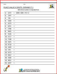 Grade 3 3rd Grade Math Place Value Worksheets