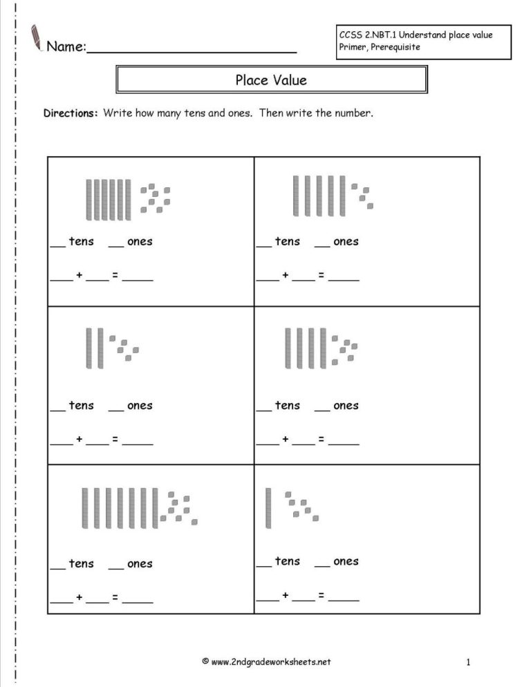 Place Value Worksheets 2nd Grade Tens And Ones