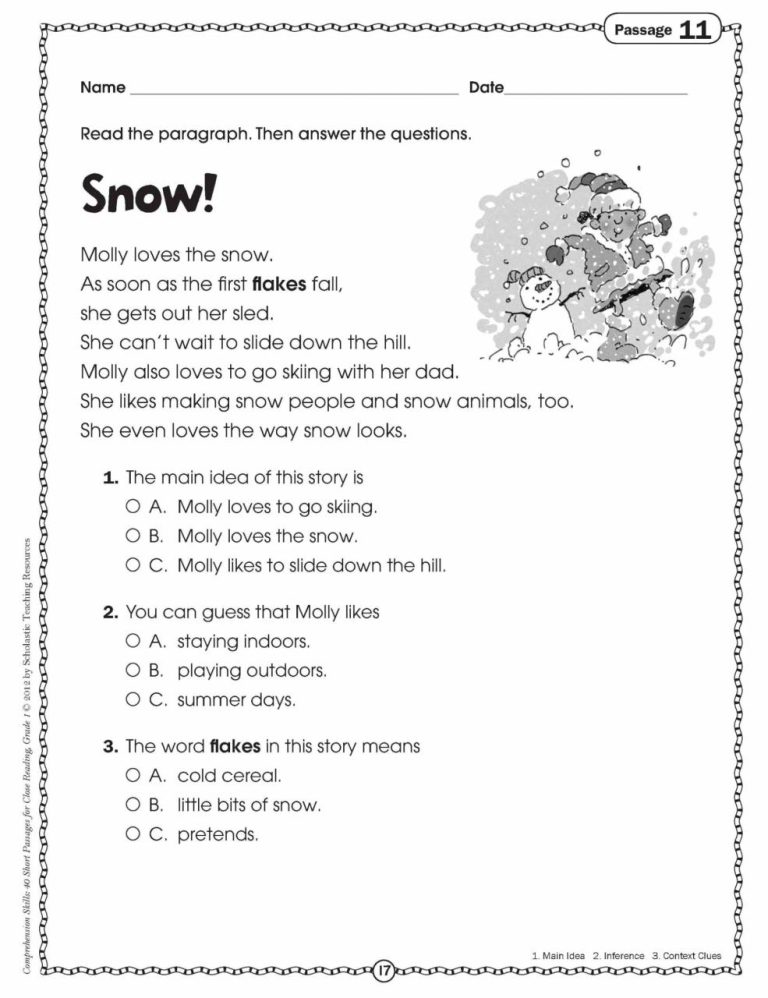 First Grade Context Clues Worksheets 1st Grade