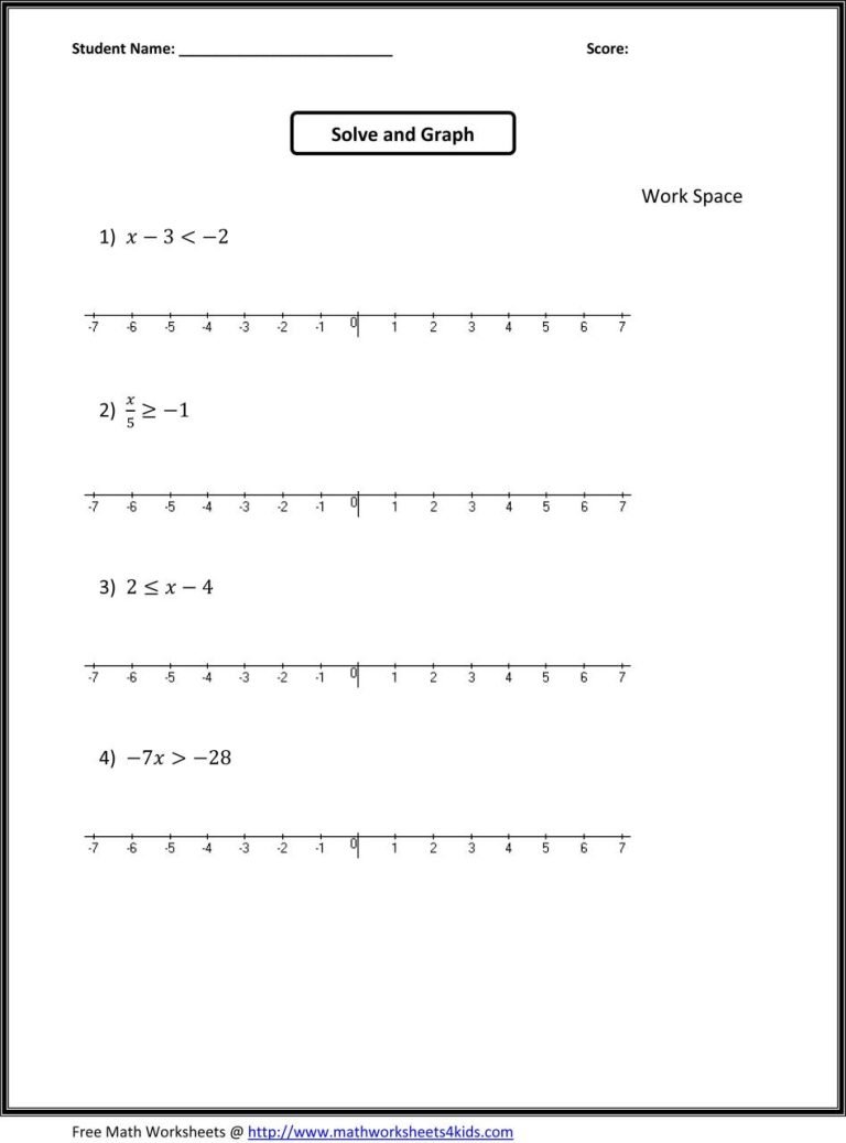 Printable 7th Grade Math Worksheets Grade 7