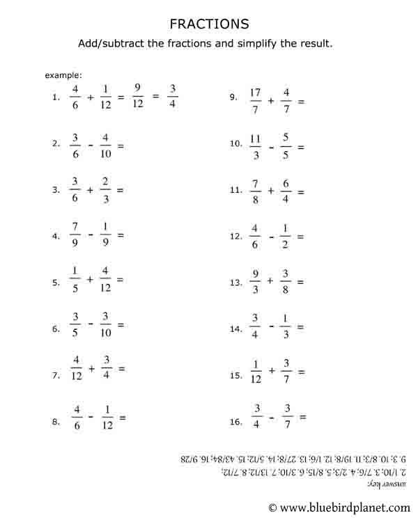 Mixed Fractions Worksheets Pdf