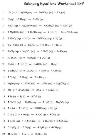 Balancing Equations Worksheet Part 2