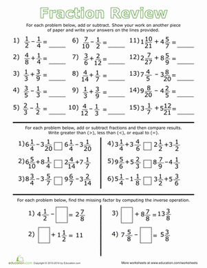 Fractions Worksheets Grade 5 With Answers