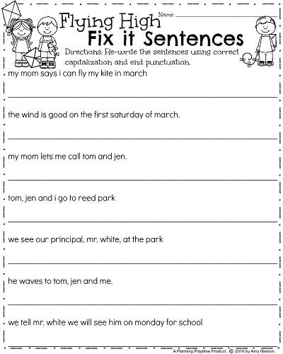 1st Grade Free Printable Punctuation Worksheets