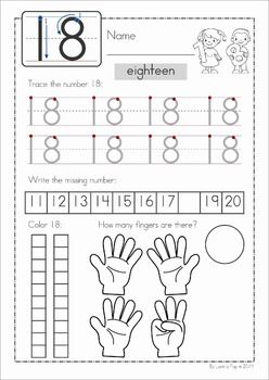 Pre K Worksheets Numbers 1-20