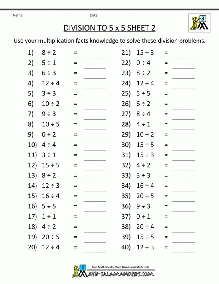 Math Worksheets For 3rd Grade Free Printable