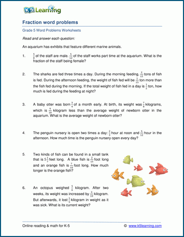 Addition And Subtraction Word Problems Worksheets For Grade 5