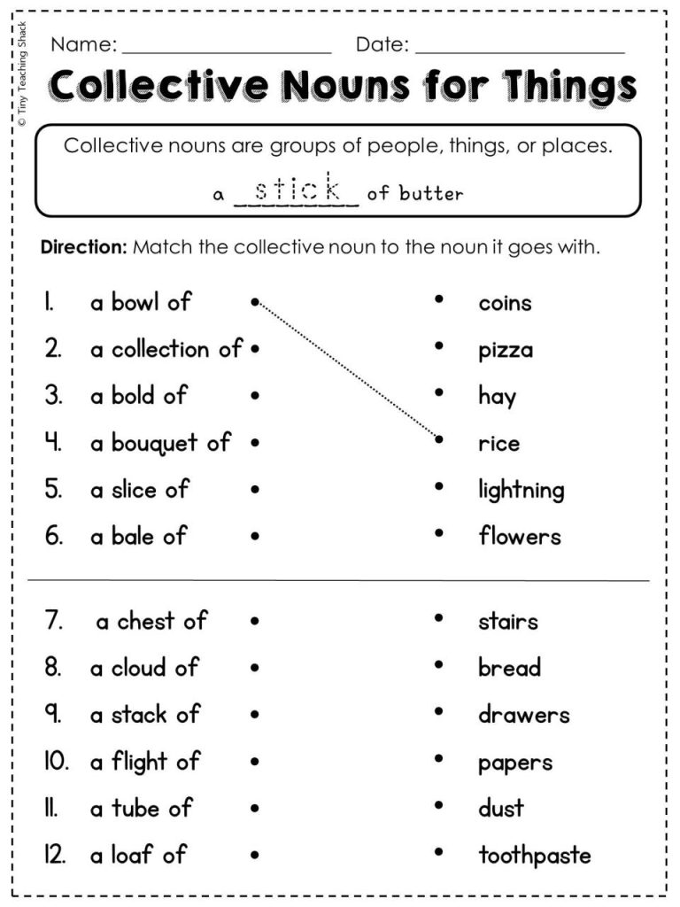 Second Grade Nouns Worksheet For Grade 2