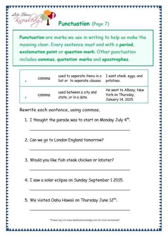 Grade 3 Punctuation Worksheets Pdf