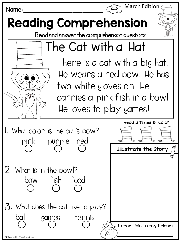 Reading Comprehension Worksheets For Kindergarten And First Grade