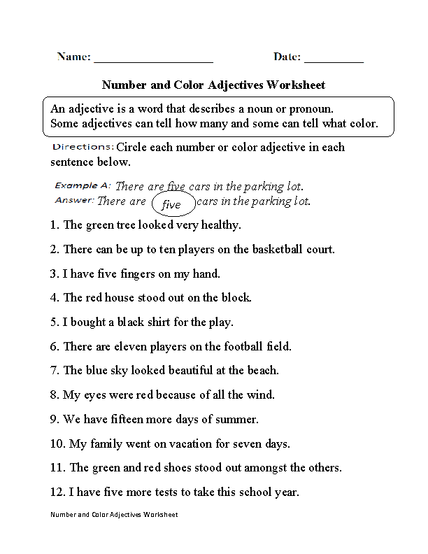 Adjectives Worksheets With Answers For Grade 5