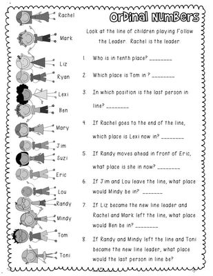 Grade 2 Ordinal Numbers Worksheet 1-20