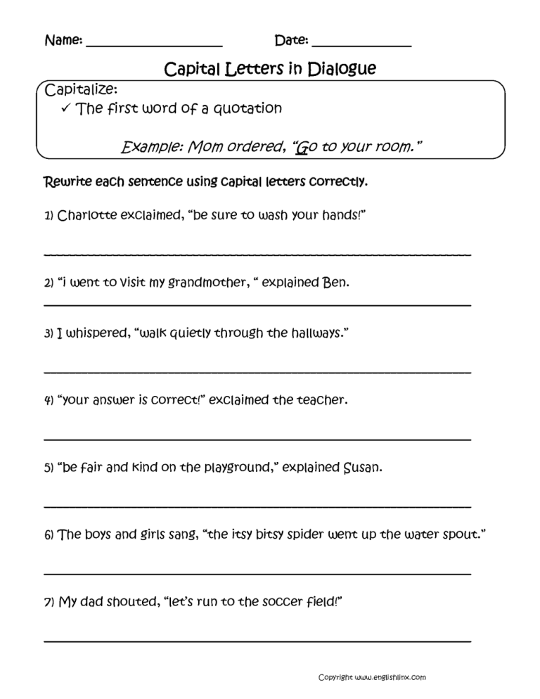 Grade 2 Punctuation Worksheets Pdf