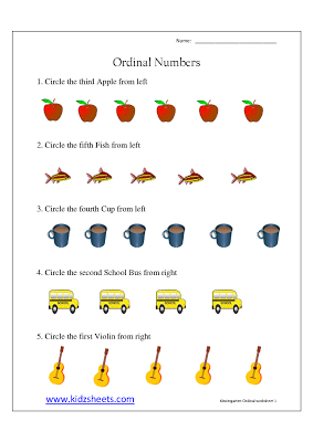 Kindergarten Ordinal Numbers Worksheet Grade 1