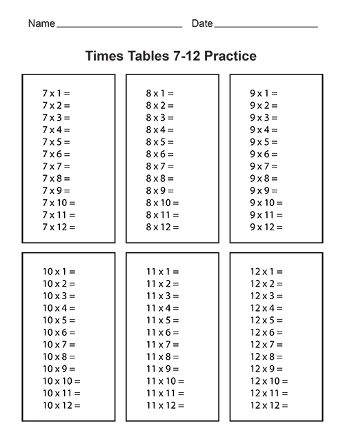 Times Tables Worksheets Free Printables