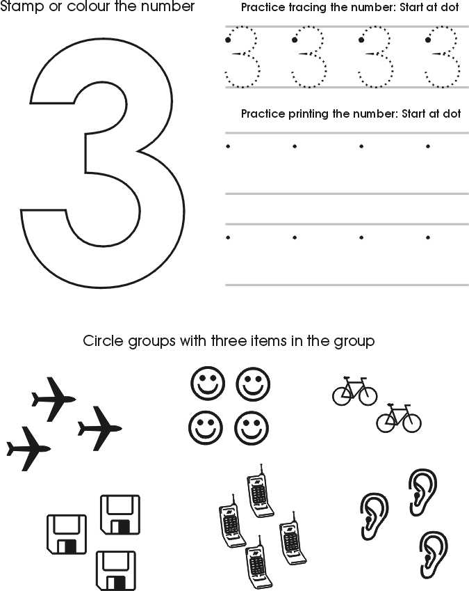 Preschool Worksheets Numbers 3