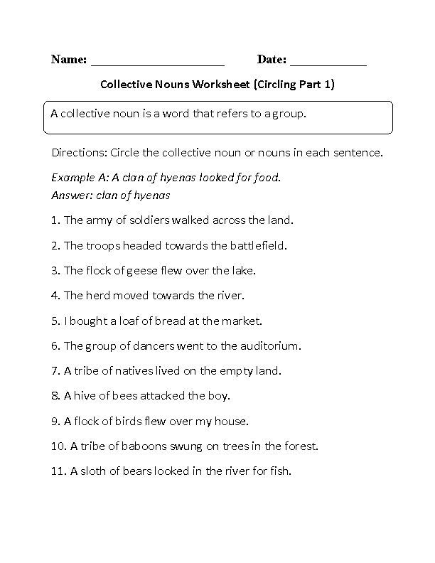 Free Collective Nouns Worksheet 2nd Grade