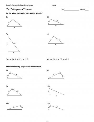 Pythagorean Theorem Worksheet Kuta Software