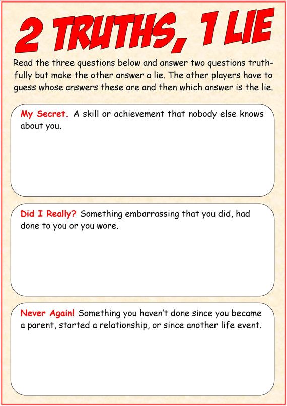 Two Truths And A Lie Worksheet Pdf