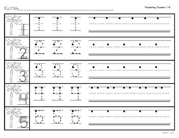 Tracing Worksheets Numbers 1-5