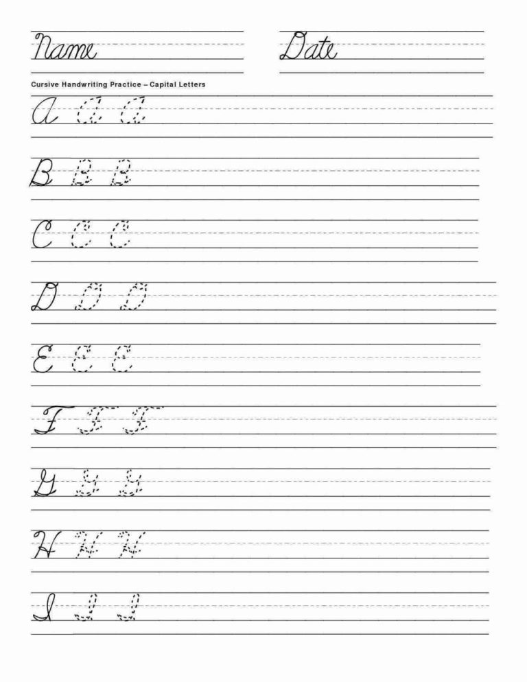 4th Grade Handwriting Practice Worksheets