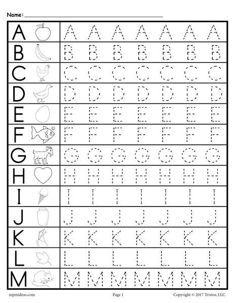 Alphabet Worksheets A Z With Pictures