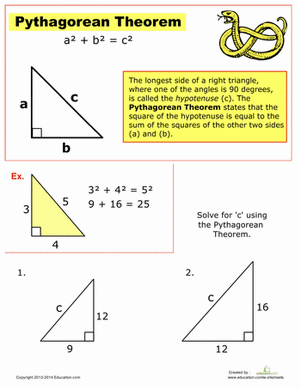 Geometry Pythagorean Theorem Worksheet Answers