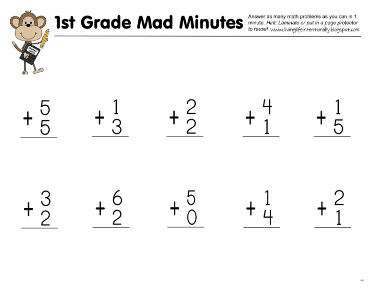 1st Grade Math Worksheets Pdf Free