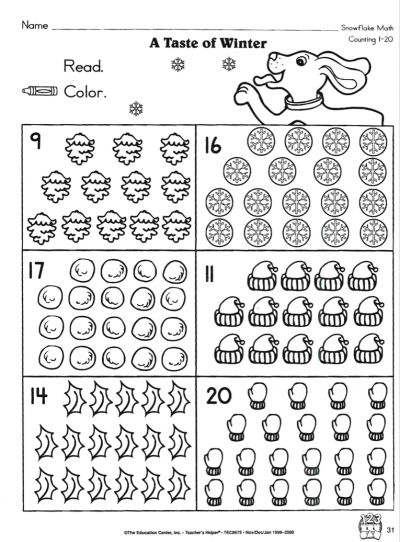 Kindergarten Math Worksheets Counting To 20