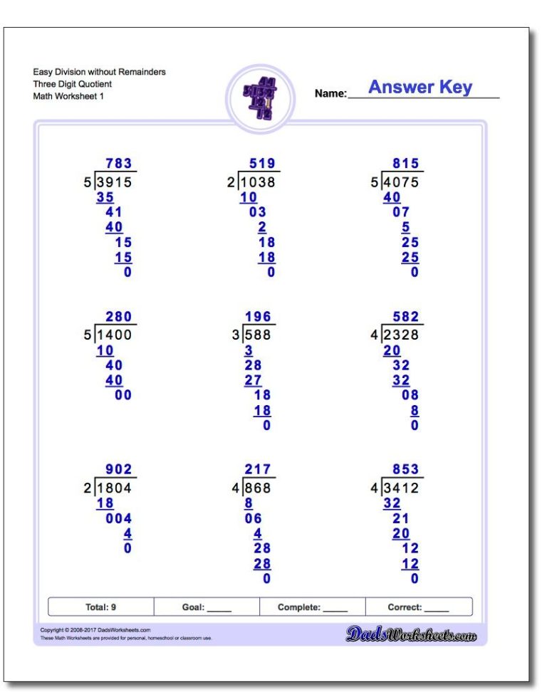 5th Grade Long Division Worksheets Grade 5