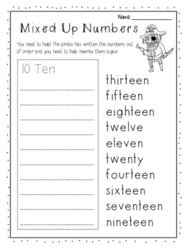 Preschool Worksheets Numbers 10-20