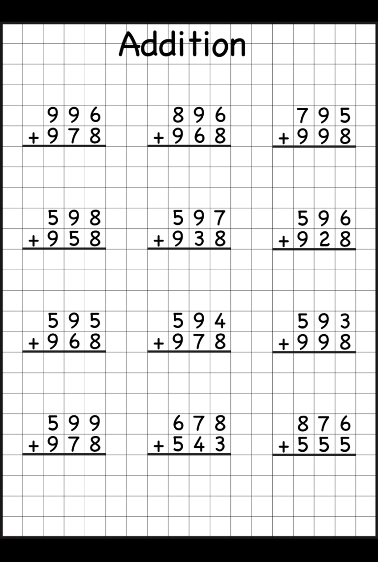 4th Grade 3rd Grade Math Addition Worksheets