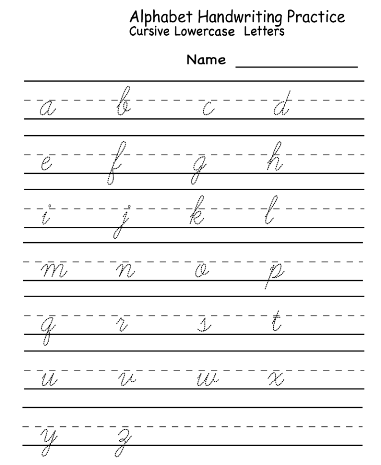 Handwriting Practice For Kids Cursive