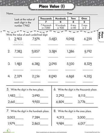 Place Value Worksheets 4th Grade Printable