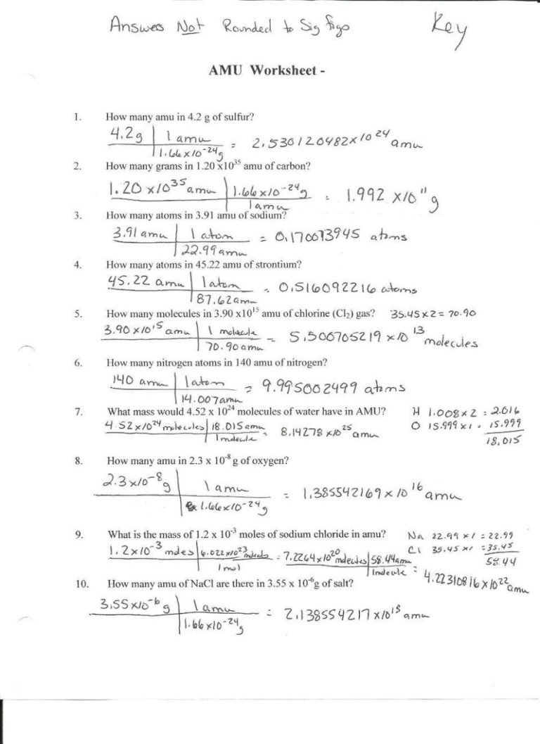 Stoichiometry Worksheet And Key Answers