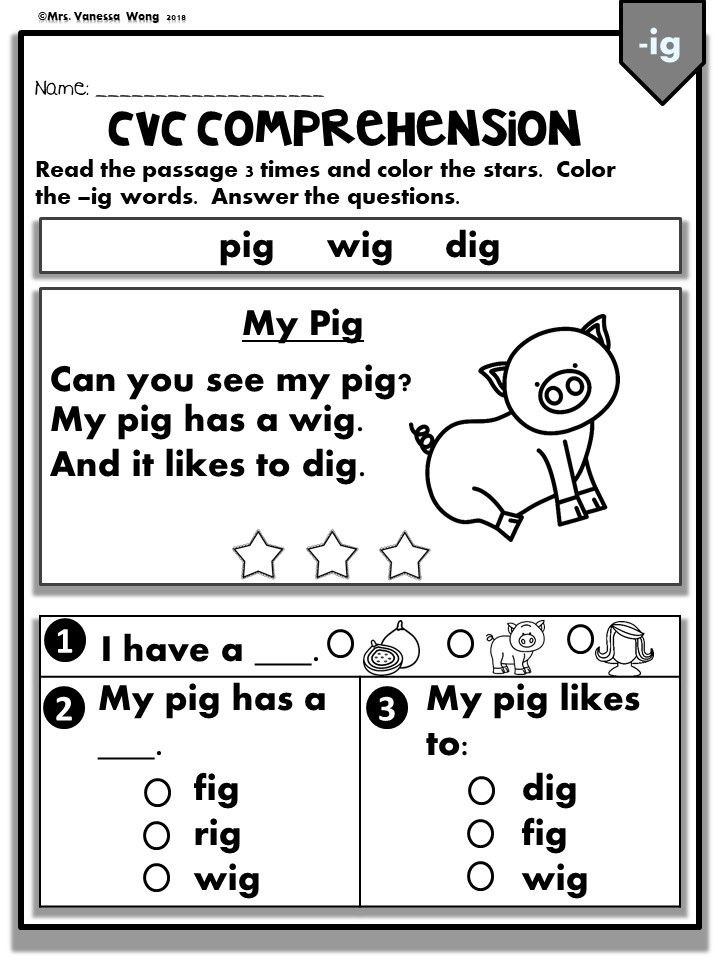 Simple Reading Comprehension Worksheets For Kindergarten