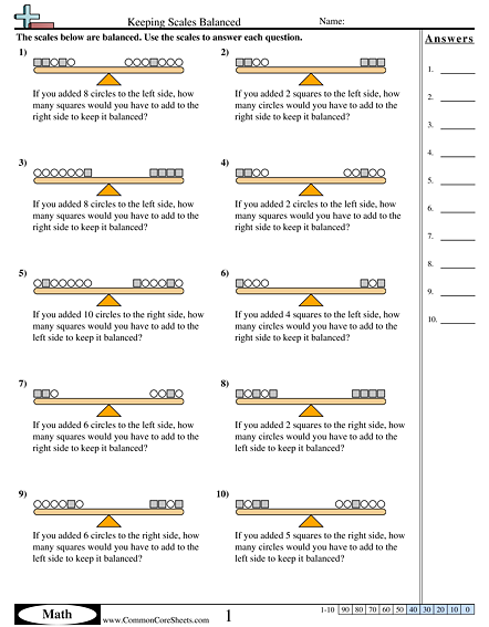 Common Core Sheets Brain Teasers Answer Key