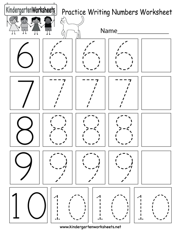 Handwriting Worksheets For Kindergarten Numbers