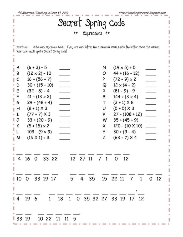 Printable 6th Grade Math Worksheets Grade 6