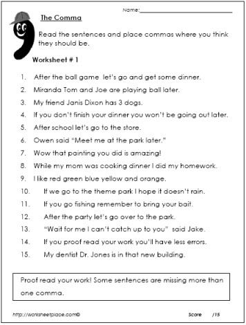 4th Grade Punctuation Worksheets Grade 4