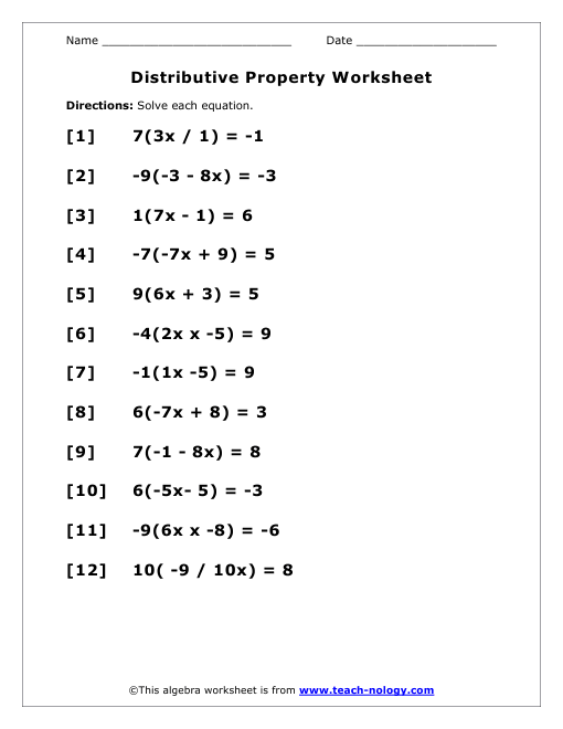 Algebra Worksheets Grade 6 With Answers