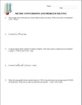 Dimensional Analysis Worksheet With Answers Pdf Chemistry