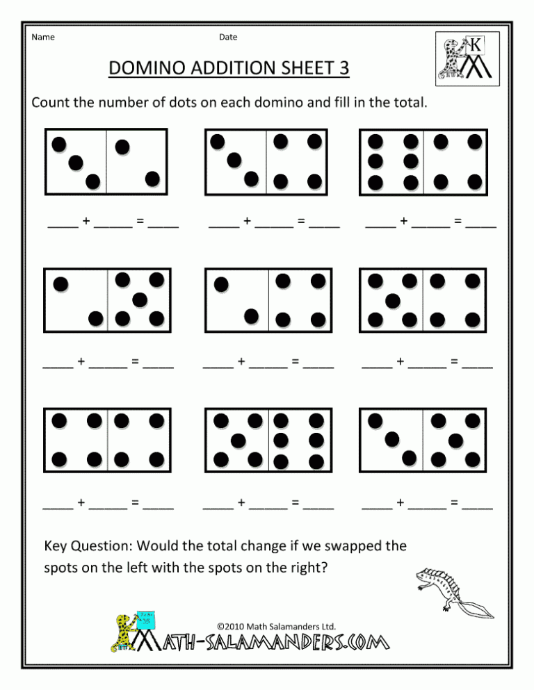 Math Worksheets For Kindergarten With Answer Key